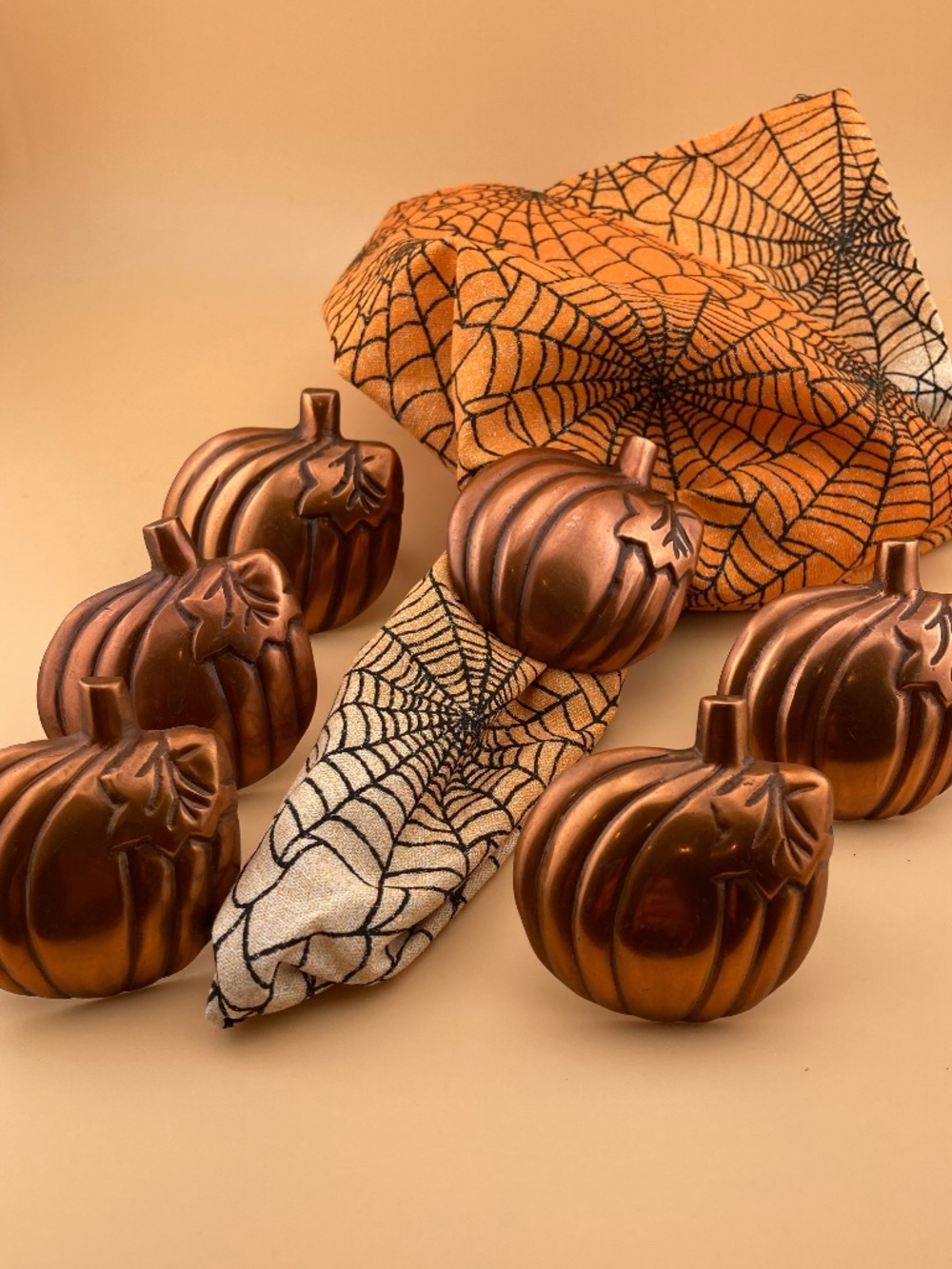 6 Copper Color Metal Napkin Rings - Picture 2 of 5